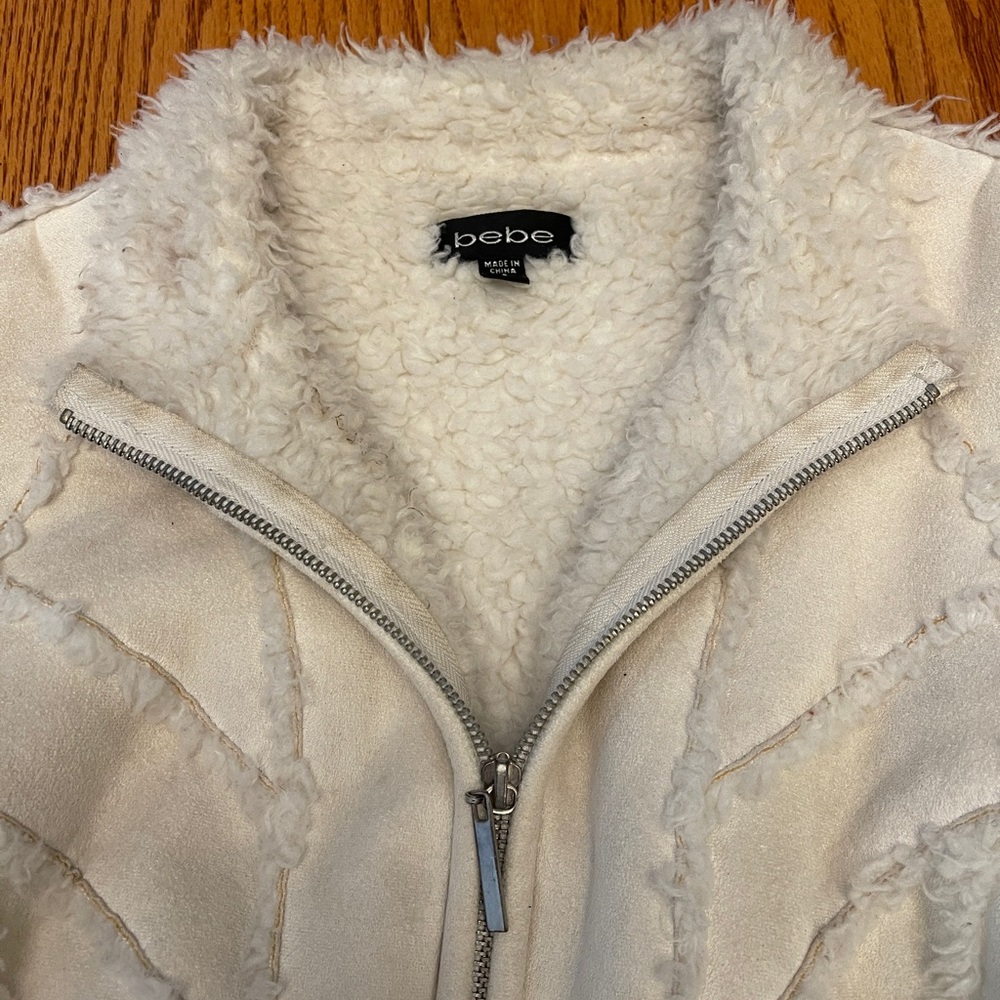 Bebe size, small cream, suede jacket.